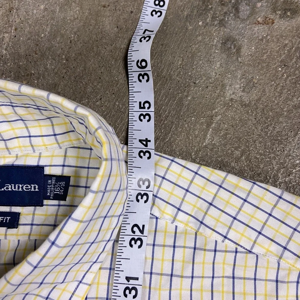 Vintage 90's Polo Ralph Lauren Oxford Button Down Size 16.5 34/35 Yellow Check